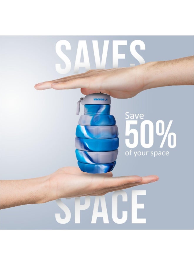 Vector X Flexible Portable Water Bottle with Flip Top Lid - Blue - Image 4